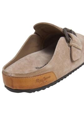 Sabots Pepe Jeans Corby en daim beige pour femme