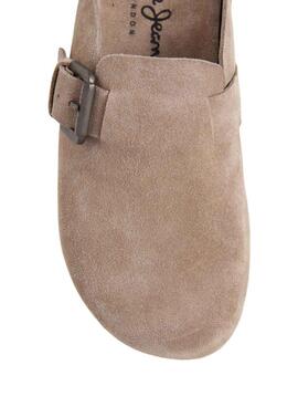 Sabots Pepe Jeans Corby en daim beige pour femme