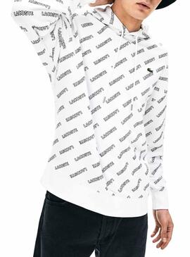 Sweat Lacoste Live Signature Blanc pour Homme