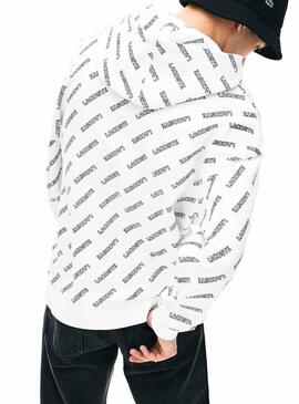 Sweat Lacoste Live Signature Blanc pour Homme