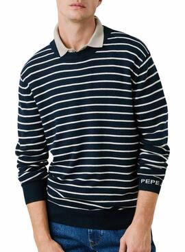 Maillot Pepe Jeans Andre à rayures marine pour homme