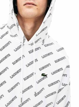 Sweat Lacoste Live Signature Blanc pour Homme