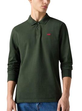 Polo Levis Housemark slim de manga larga verde para hombre.