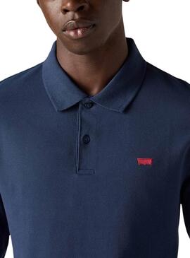 Polo Levis Housemark slim manches longues marine pour homme