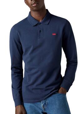 Polo Levis Housemark slim manches longues marine pour homme