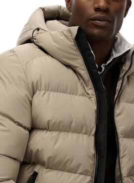 Veste matelassée Superdry Hooded Sports Puffer beige pour homme