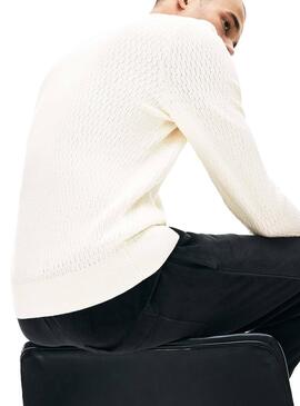Maillot Lacoste Live Blanc texturé pour Homme
