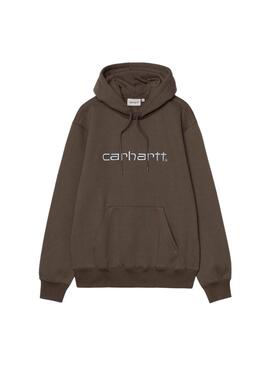 Sweatshirt Carhartt avec marque et capuche marron pour homme