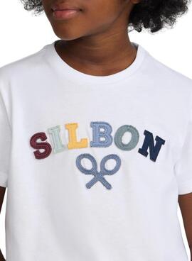 T-shirt Silbon logo multicolore blanc pour enfant