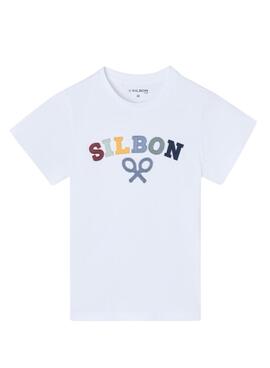 T-shirt Silbon logo multicolore blanc pour enfant