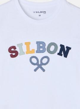 T-shirt Silbon logo multicolore blanc pour enfant