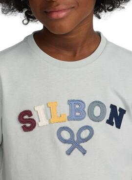 T-shirt Silbon logo multicolore turquoise pour enfant
