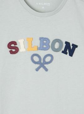 T-shirt Silbon logo multicolore turquoise pour enfant