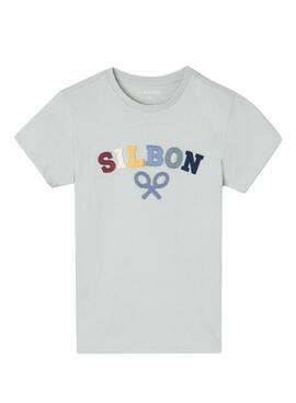 T-shirt Silbon logo multicolore turquoise pour enfant