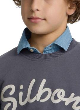 Sweatshirt Silbon Raqueta bleu vintage pour enfant