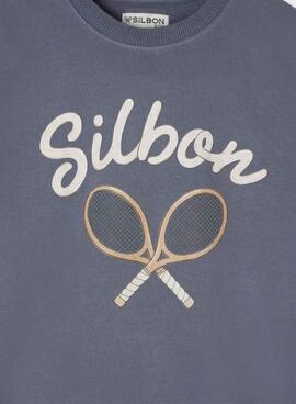 Sweatshirt Silbon Raqueta bleu vintage pour enfant