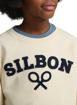 Sweat à capuche Silbon Raqueta beige pour enfant