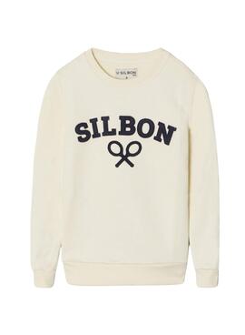 Sweat à capuche Silbon Raqueta beige pour enfant