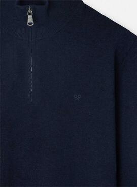 Maillot Silbon demi-zip marine pour homme
