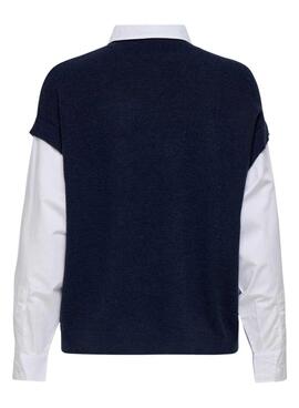 Maillot payson combo chemise et gilet marine pour femme.