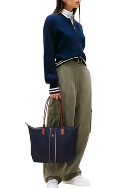 Sac fourre-tout Tommy Hilfiger Popette corp bleu marine pour femme