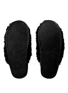 Chaussons Calvin Klein Close Slipper Fur noir pour femme