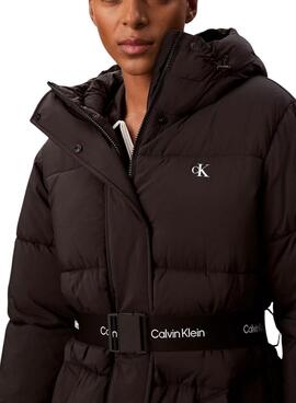 Manteau Calvin Klein Jeans Belted Midweight noir pour femme