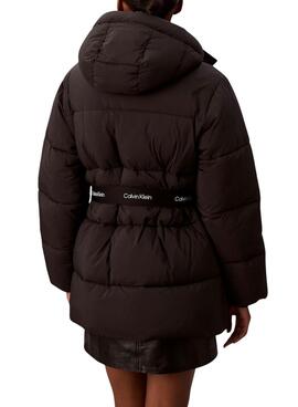 Manteau Calvin Klein Jeans Belted Midweight noir pour femme