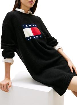 Robe Tommy Jeans Flag noire pour femme