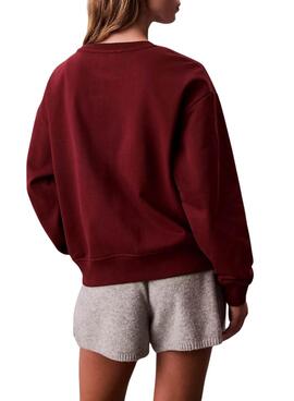 Sweat à capuche Calvin Klein Monologue French Terry bordeaux pour femme