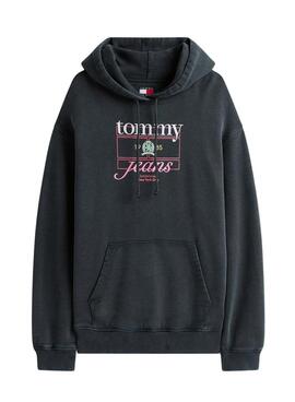 Sweat à capuche Tommy Jeans Crest Flag noir pour femme