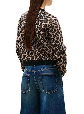 Veste Tommy Jeans léopard marron pour femme.