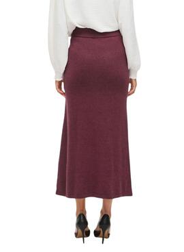 Jupe Vila Viril grenat pour femme.