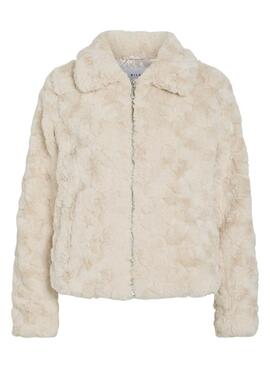 Veste en fausse fourrure beige Vila Vidorte pour femme
