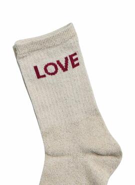 Chaussettes Pieces Anna beige pour femme