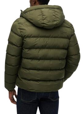Veste de sport à capuche rembourrée Superdry Hooded Sports Puffer vert pour homme
