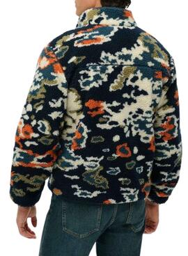 Veste polaire zippée Superdry imprimée multicolore pour homme.