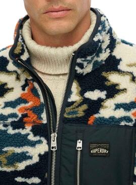 Veste polaire zippée Superdry imprimée multicolore pour homme.