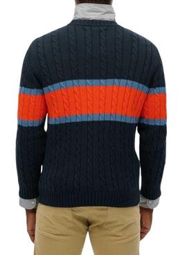 Maillot Superdry Cotton Stripe Cable marine pour homme