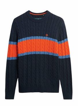 Maillot Superdry Cotton Stripe Cable marine pour homme