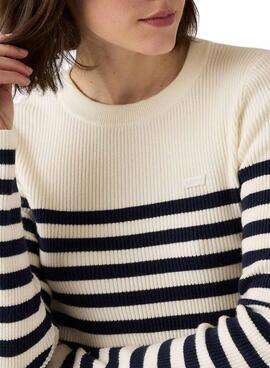 Maillot Levis Adrienne à rayures blanc et bleu pour femme