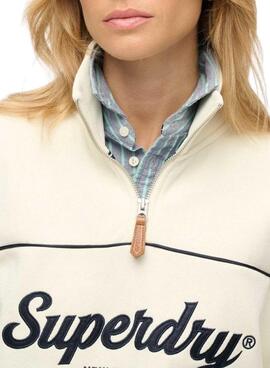 Sweat-shirt Superdry Country Club Loose beige pour femme