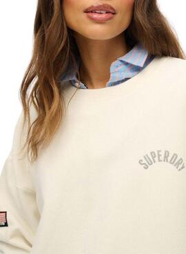 Sweat à capuche Superdry Athletic Relaxed Printed beige pour femme