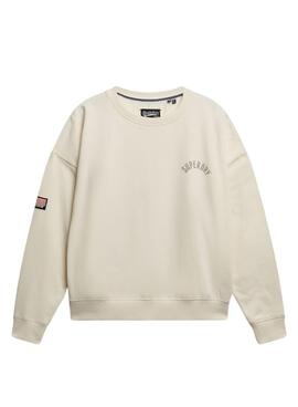 Sweat à capuche Superdry Athletic Relaxed Printed beige pour femme