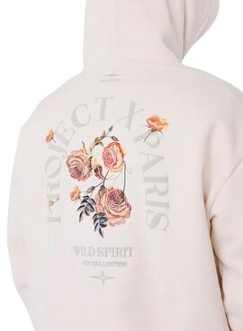 Sweat à capuche Project x Paris Roses beige pour homme