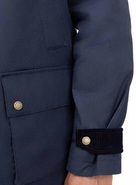 Parka El Ganso col en velours côtelé bleu marine pour homme