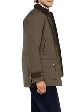 Parka El Ganso col en velours côtelé vert pour homme