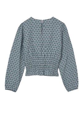 Blusa Mayoral en imprimé géométrique bleu pour fille
