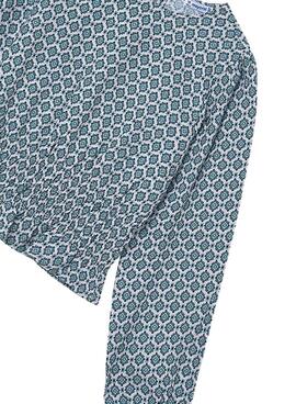 Blusa Mayoral en imprimé géométrique bleu pour fille