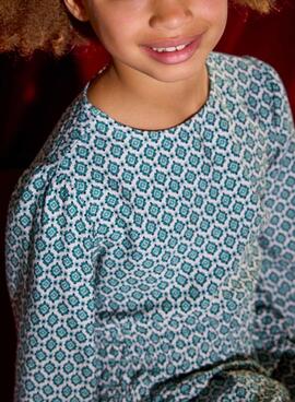 Blusa Mayoral en imprimé géométrique bleu pour fille